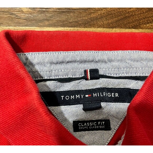 Tommy Hilfiger Polo Classic Fit Men's Short Sleeve Shirt Red Size Large - Picture 4 of 6